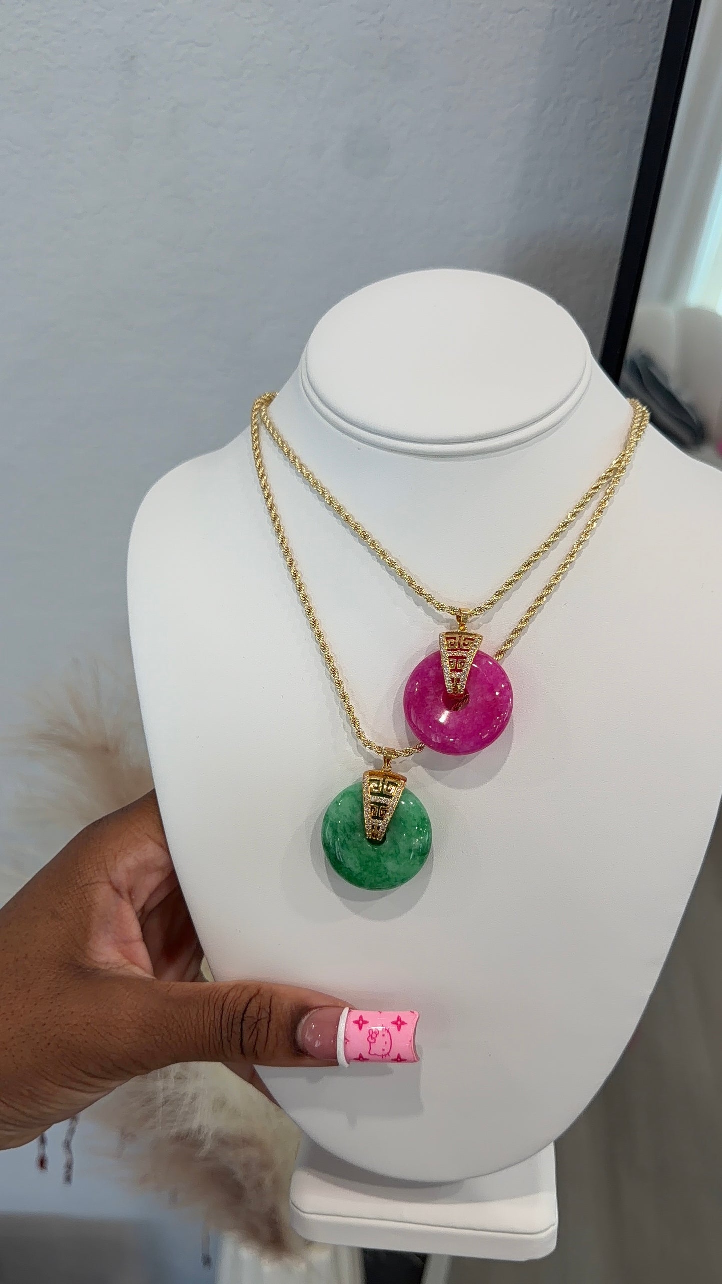 Jade donut necklace
