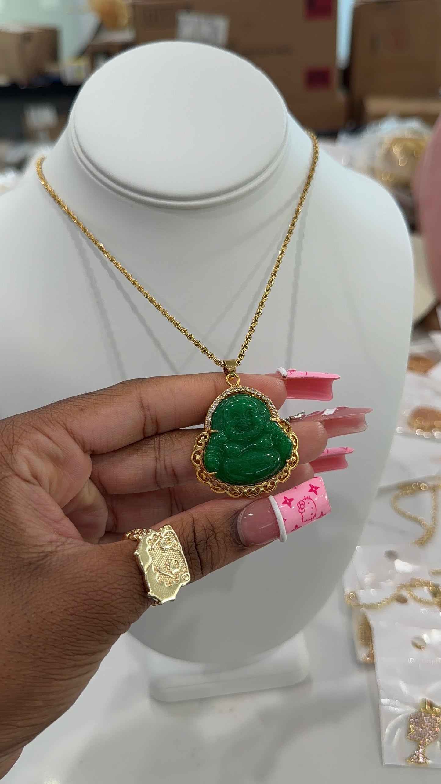 Jumbo Emerald Buddha chain