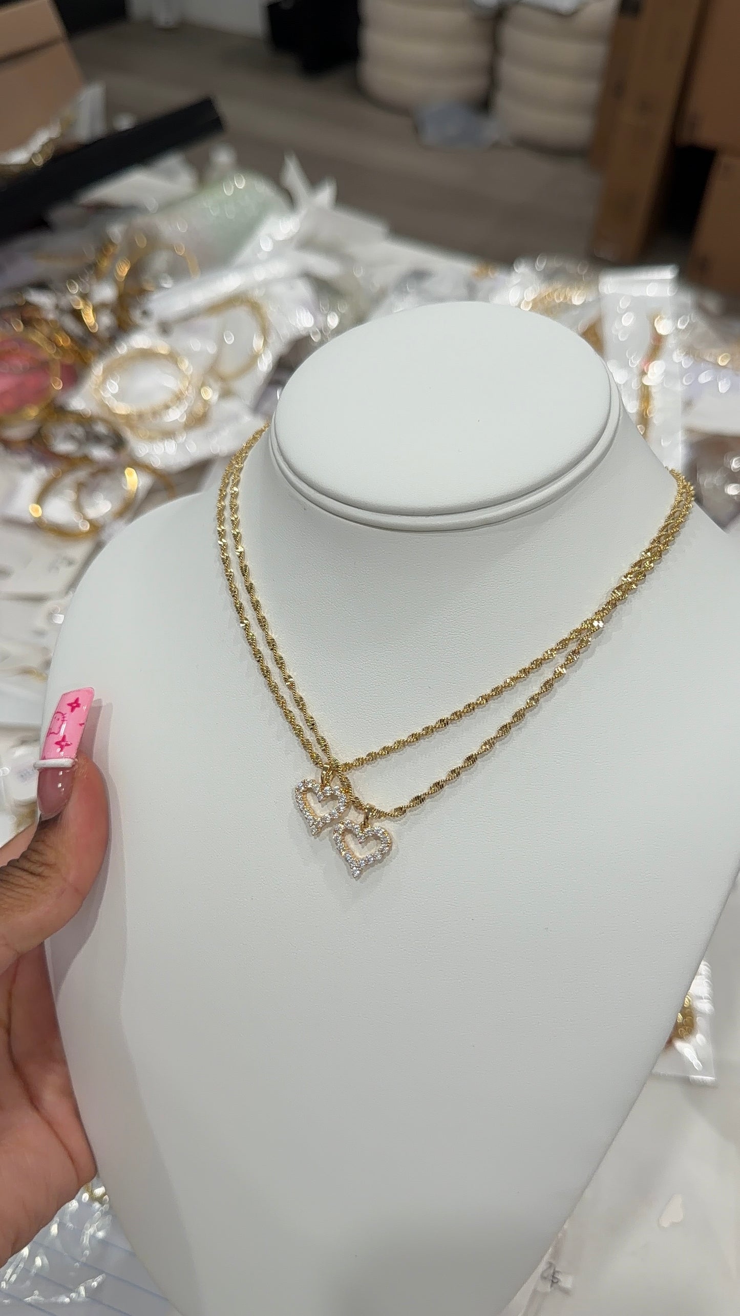 Iced mini heart necklace