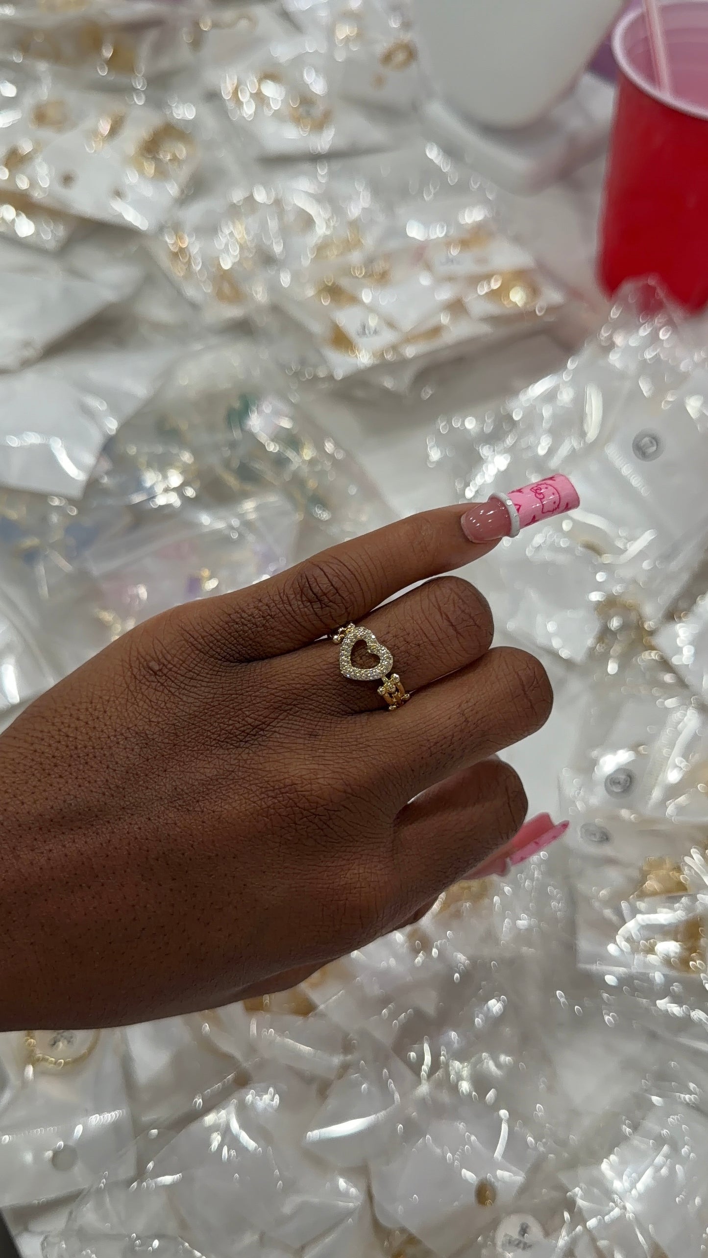 Heart chain ring