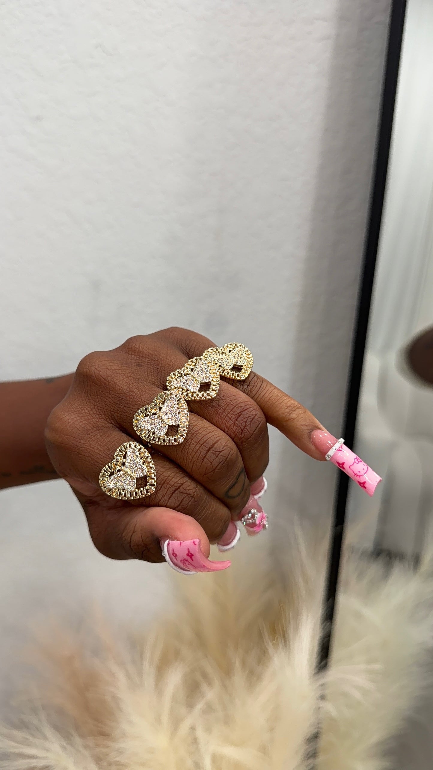 Pink butterfly Rolex ring