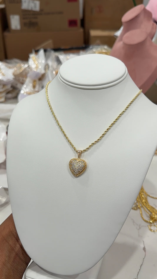 Solid bling heart necklace