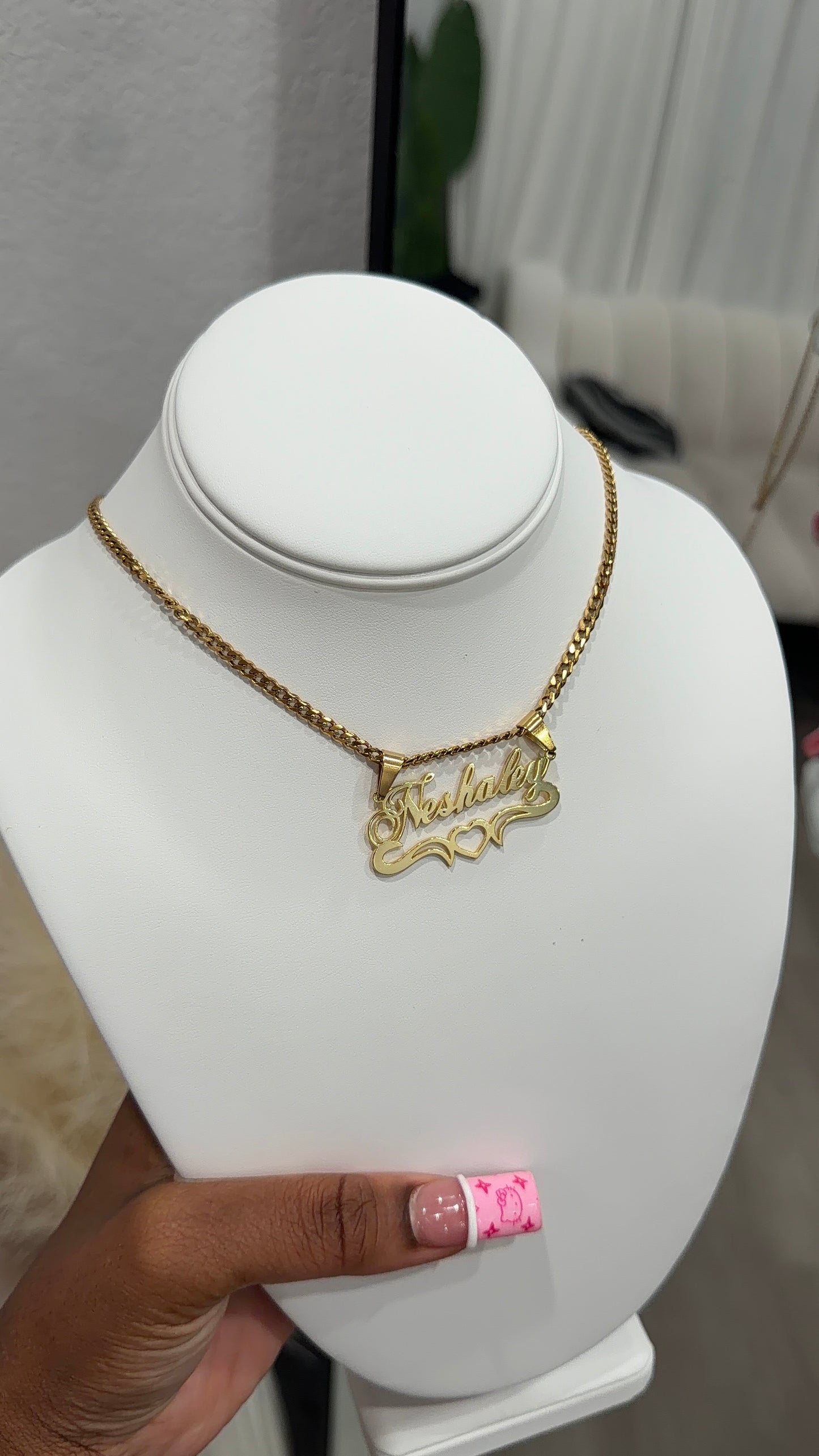 Custom name open heart chain
