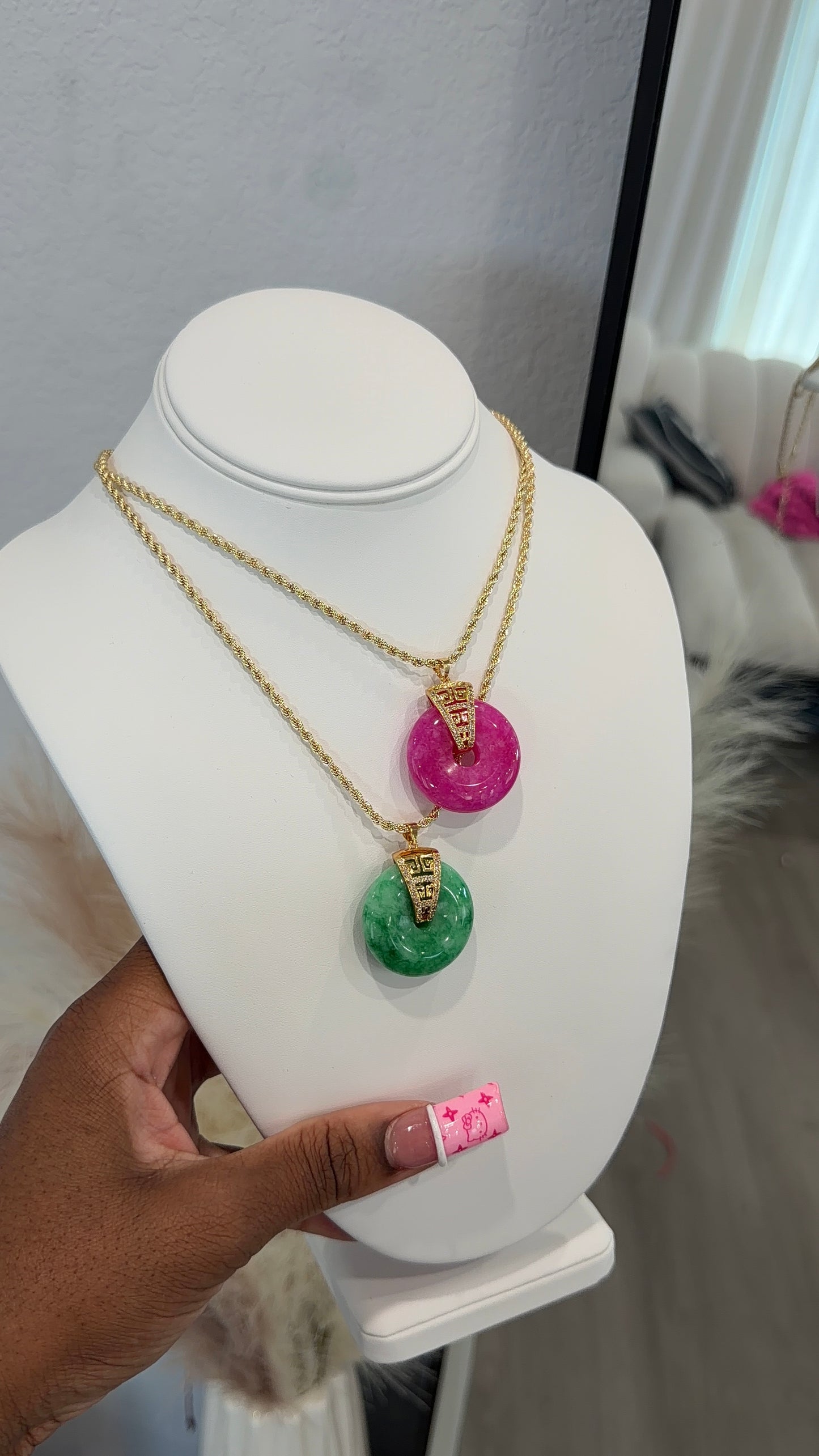 Jade donut necklace