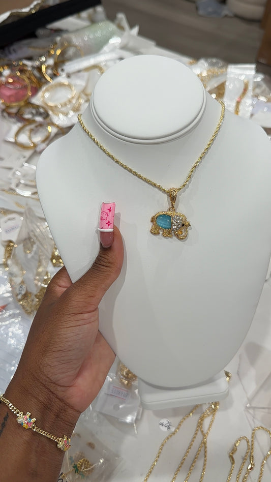 Baby blue elephant chain