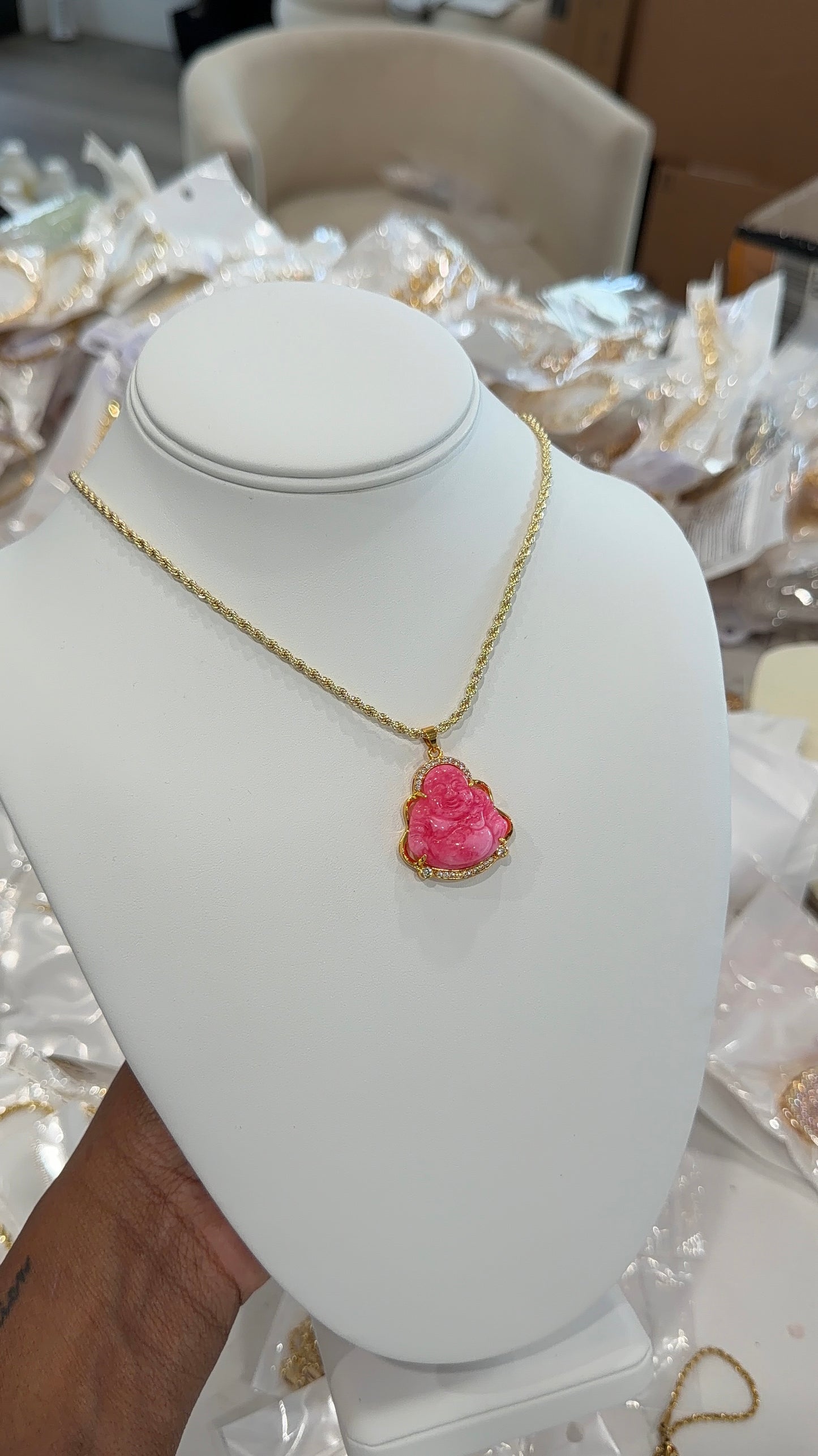 Pink Buddha Necklace