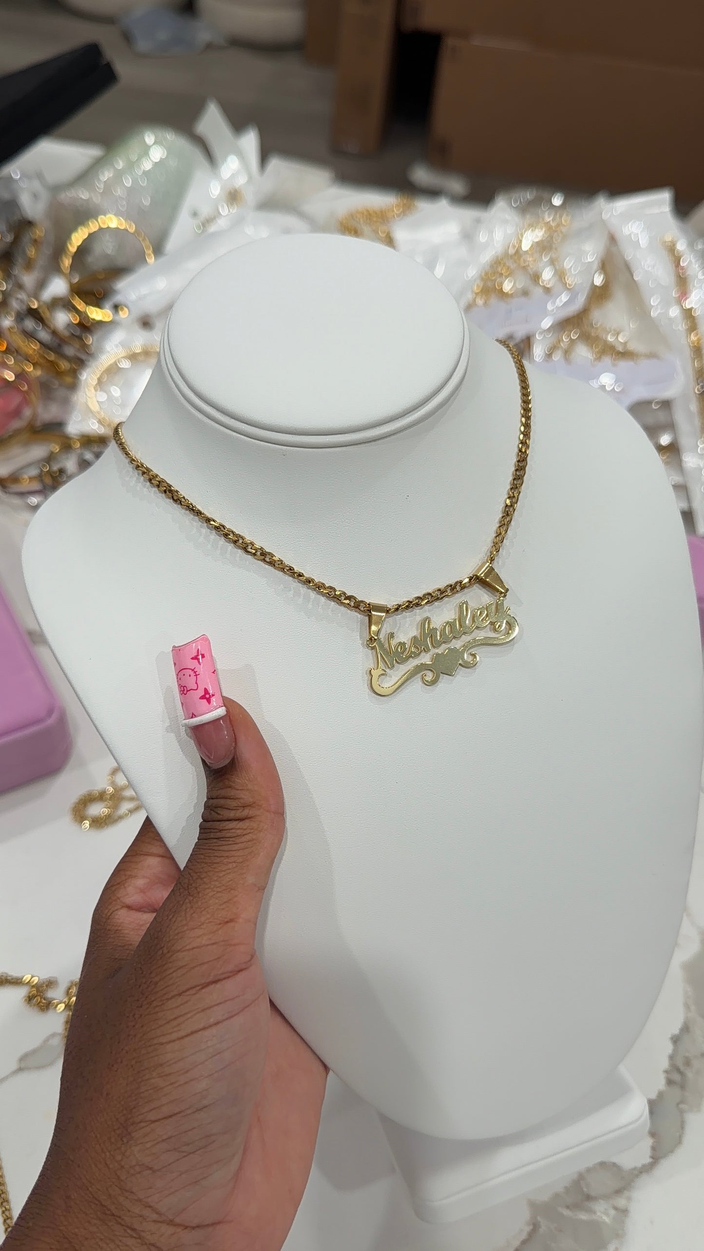 Custom name heart chain