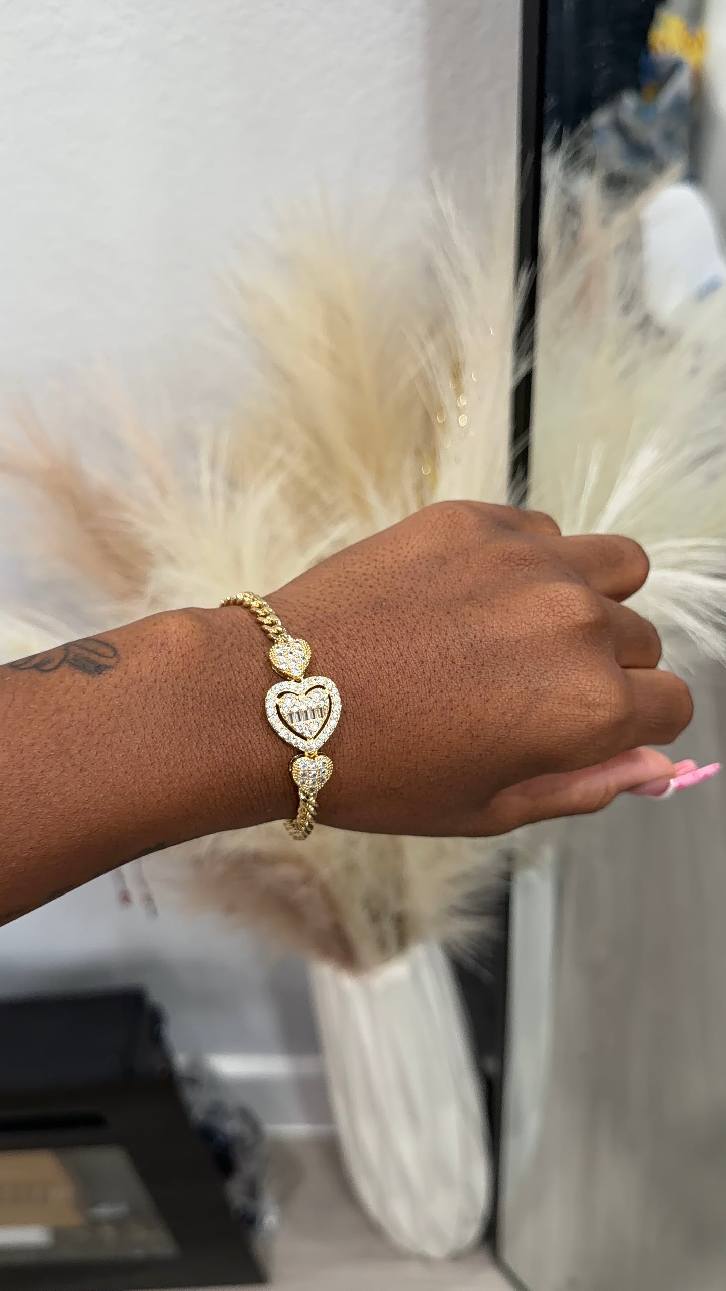 Triple bling heart bracelet