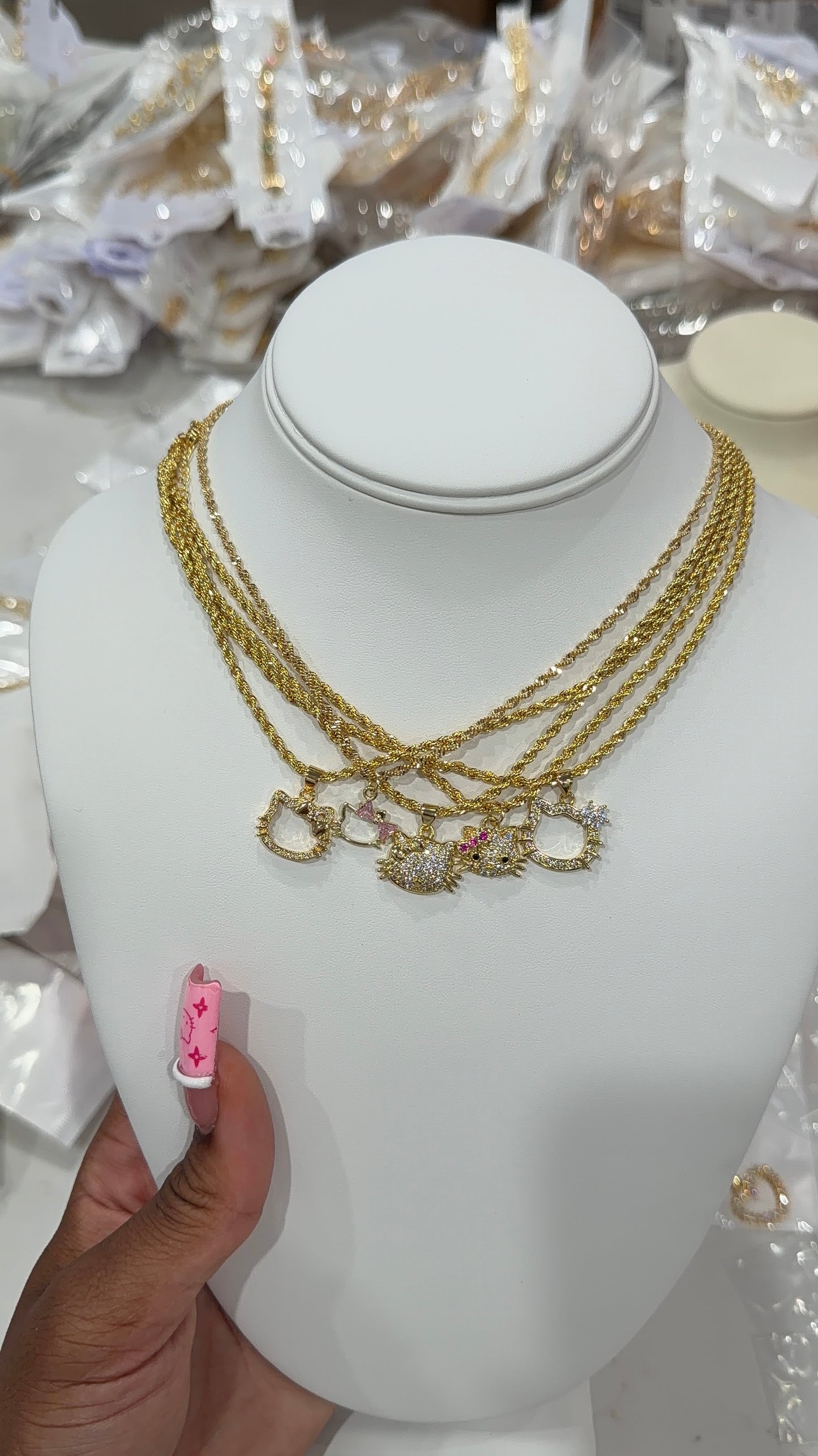 Iced kitty necklace collection
