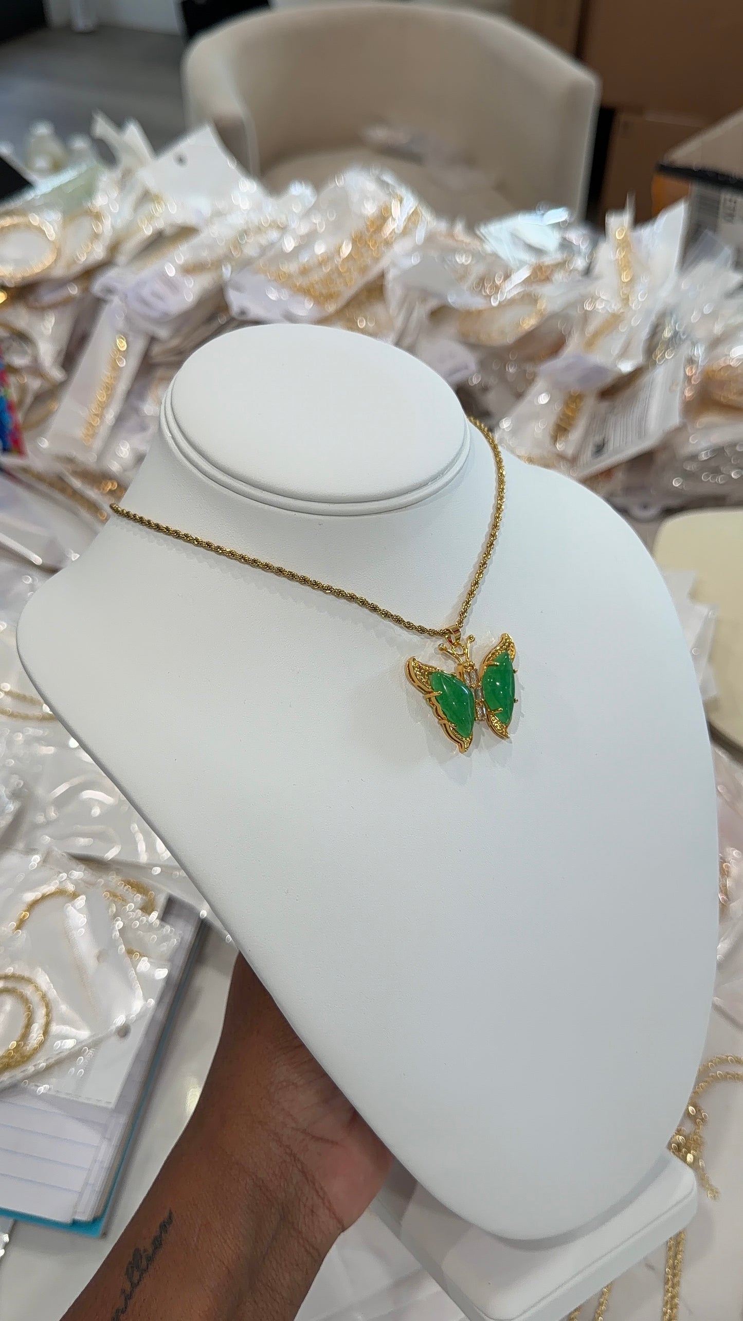 Emerald Butterfly Necklace