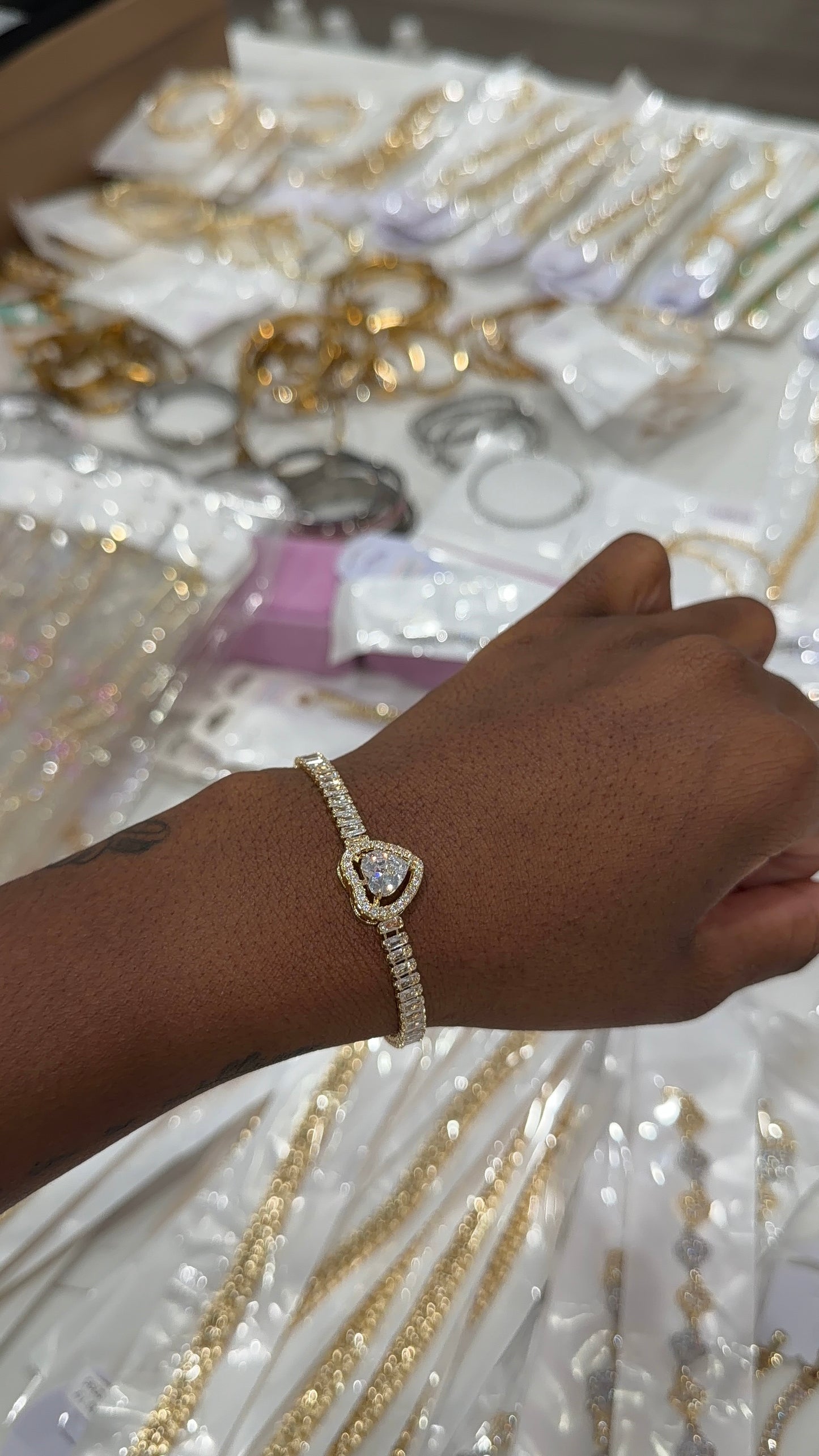 Iced heart bracelet
