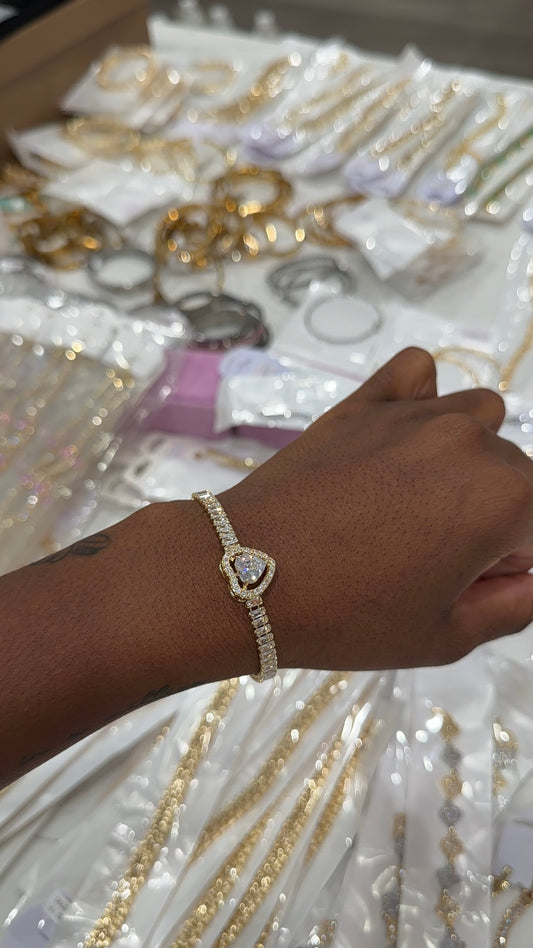Iced heart bracelet