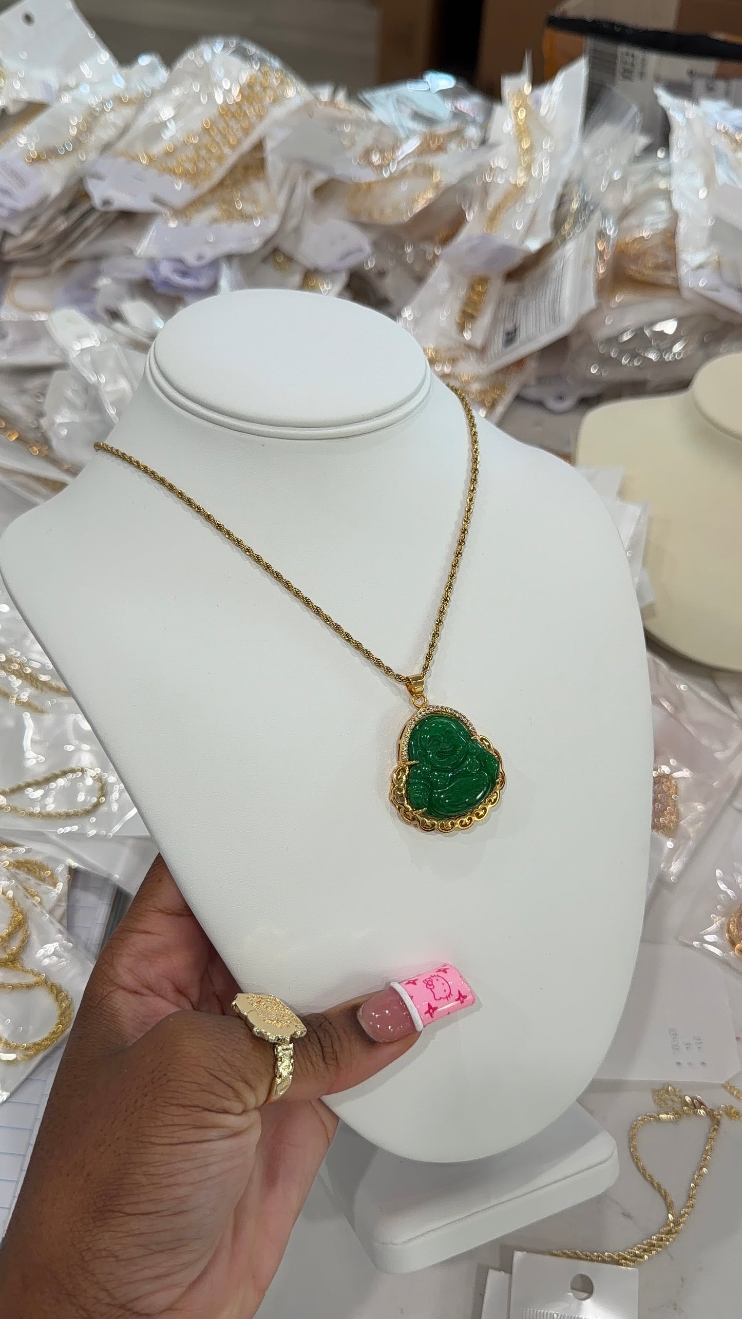Jumbo Emerald Buddha chain