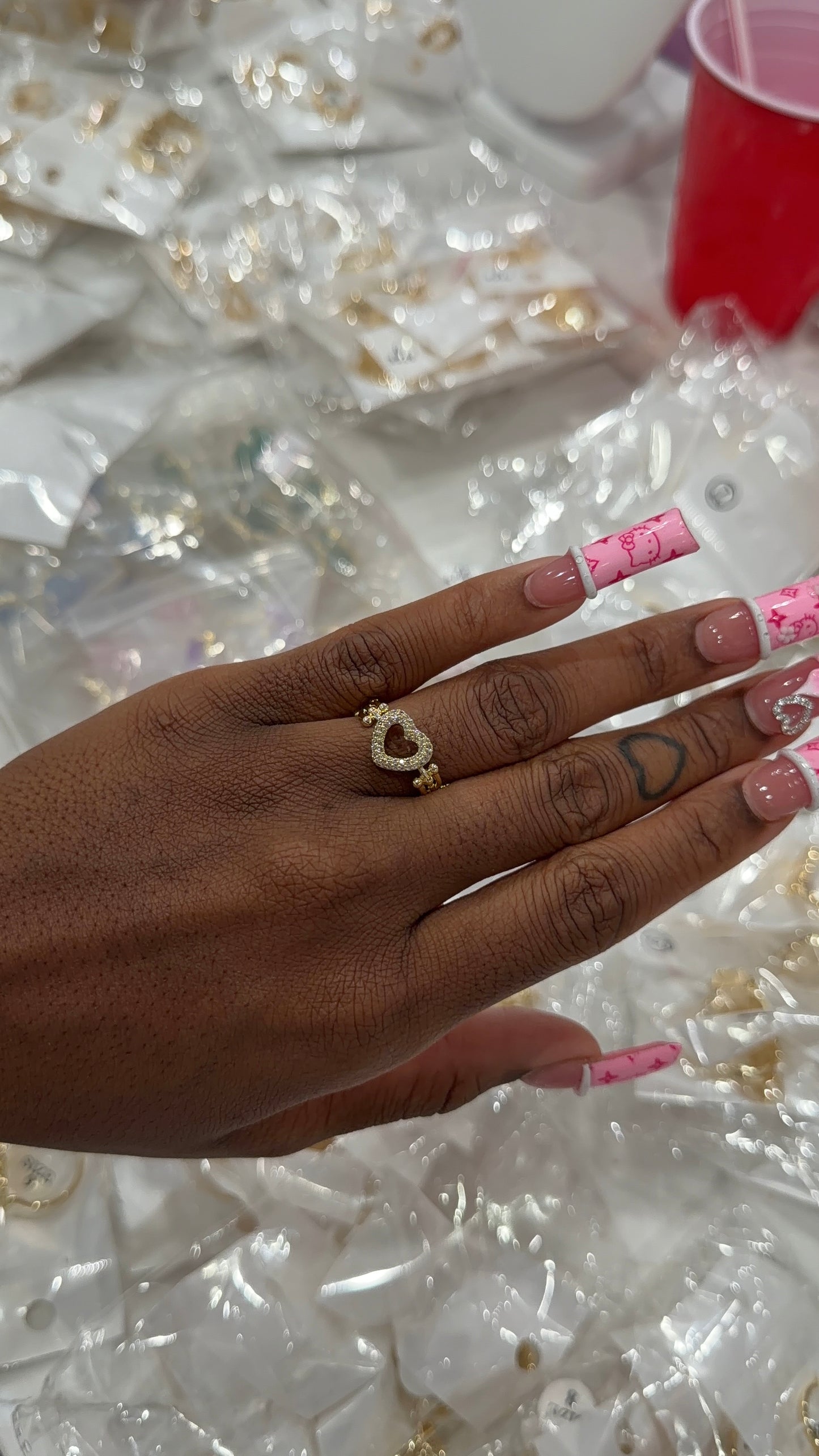 Heart chain ring