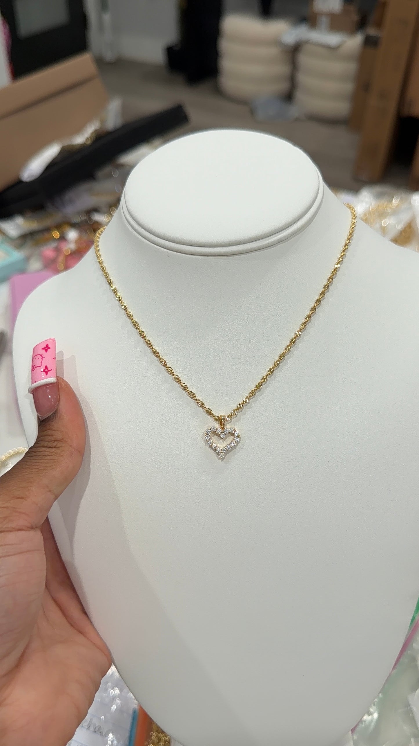 Iced mini heart necklace