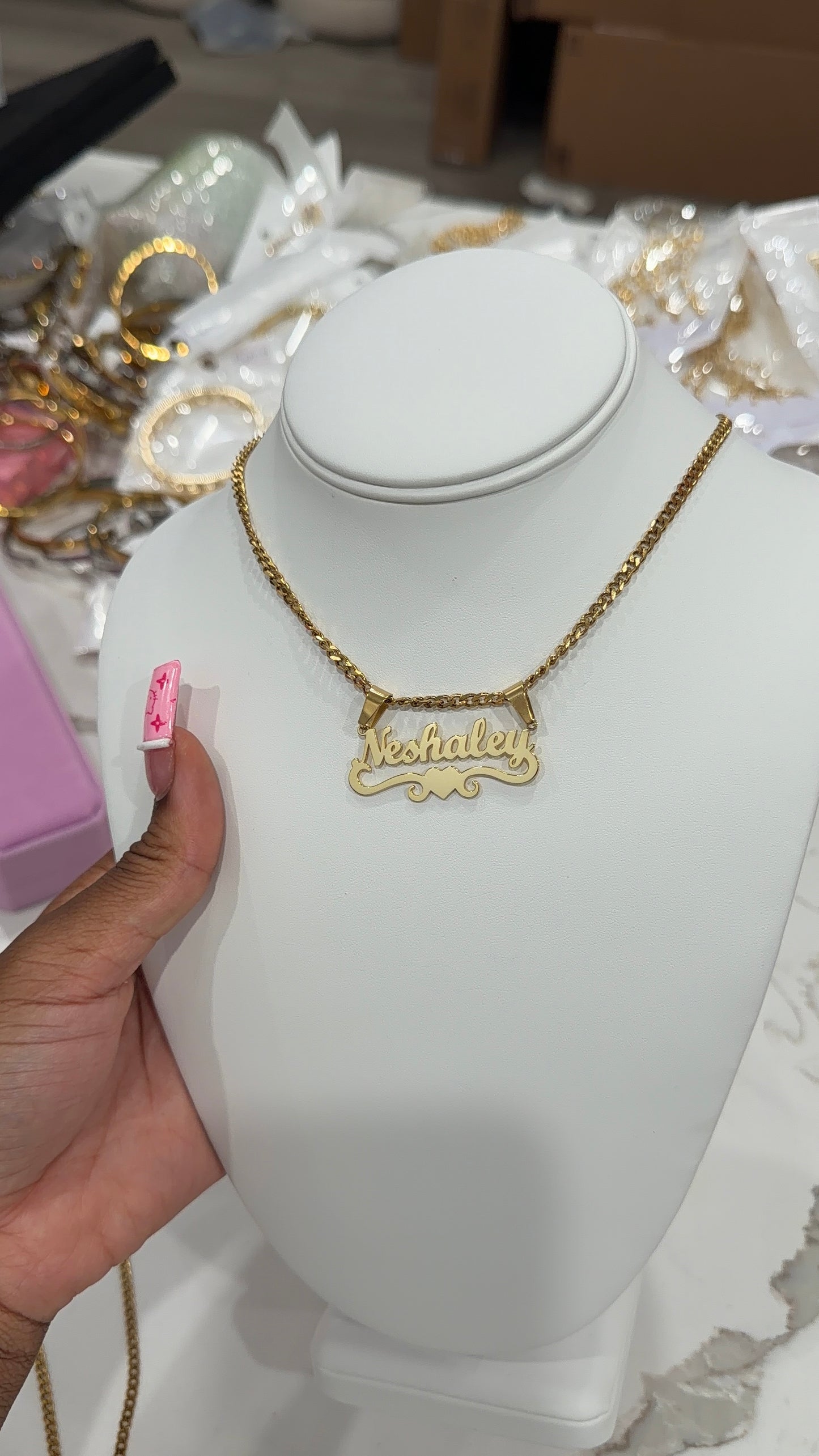 Custom name heart chain