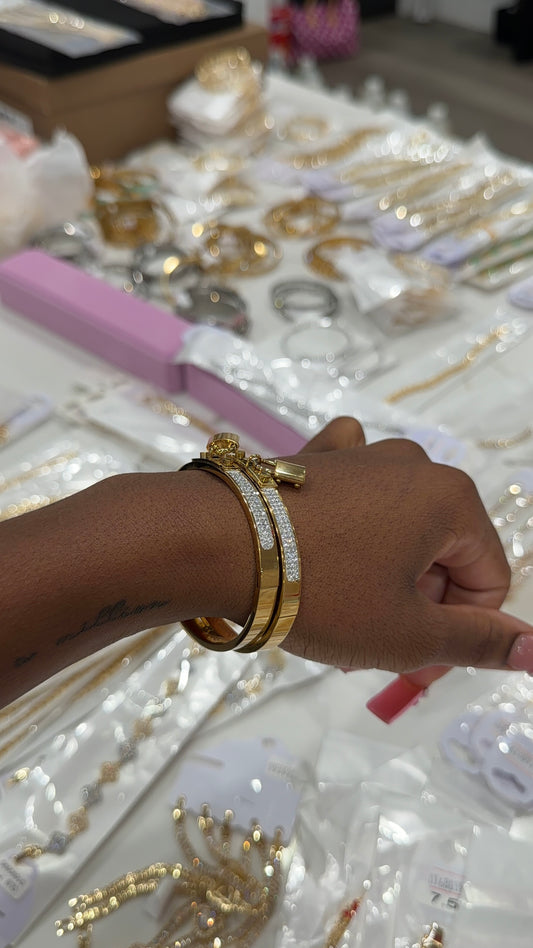 Golden lock bangle