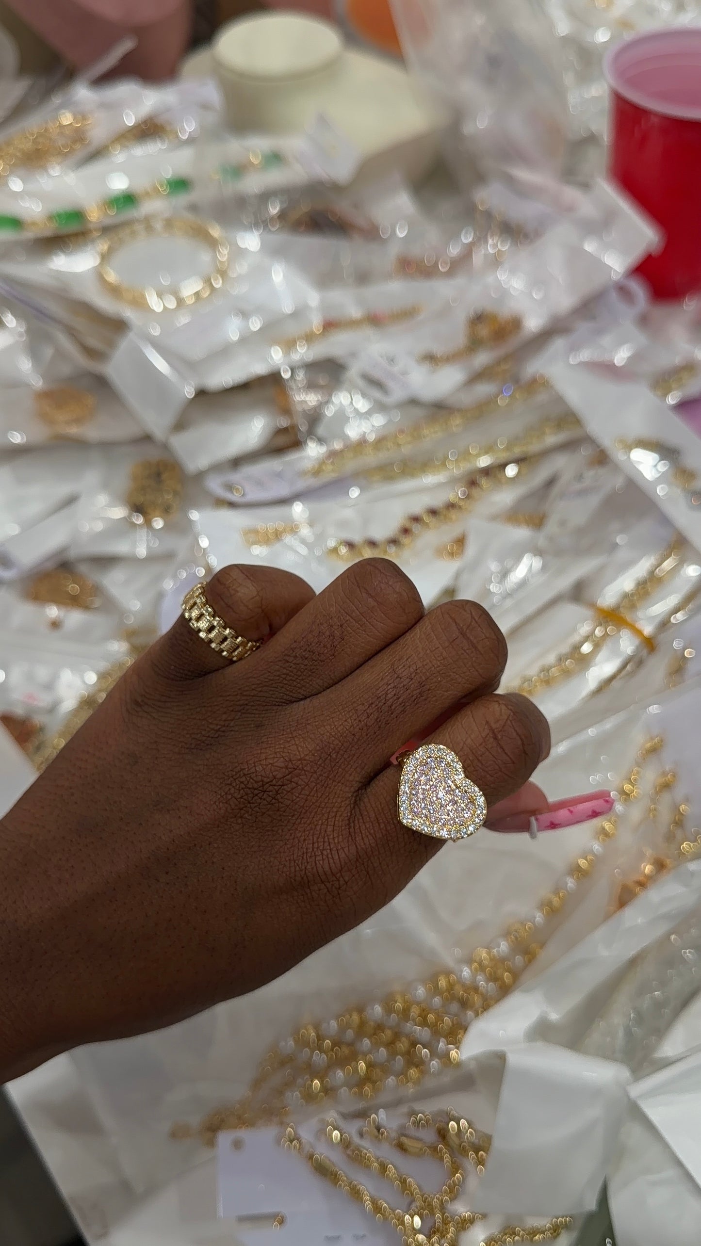 Pink Bling Heart Ring