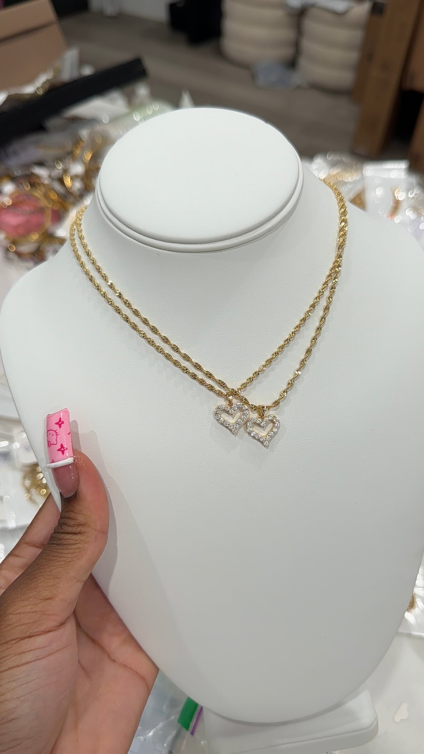 Iced mini heart necklace