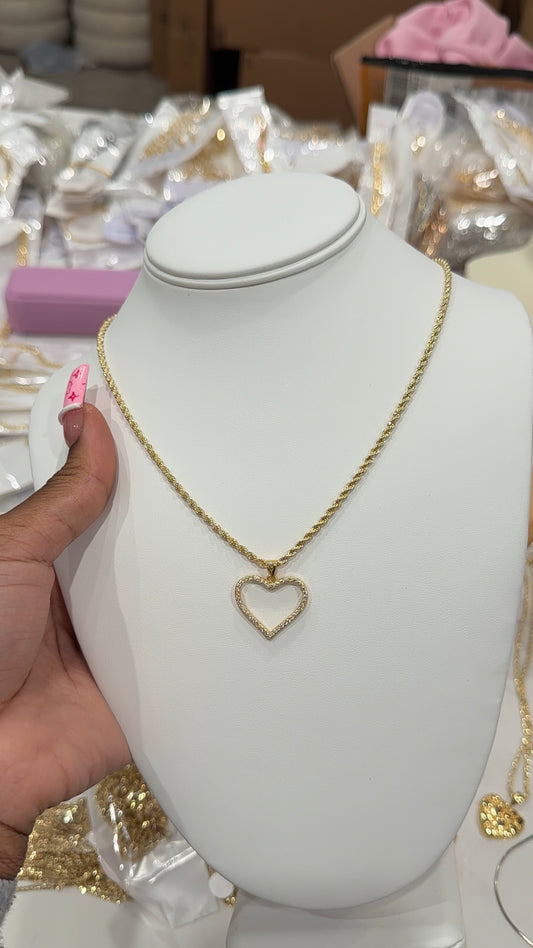 Bling outline heart chain
