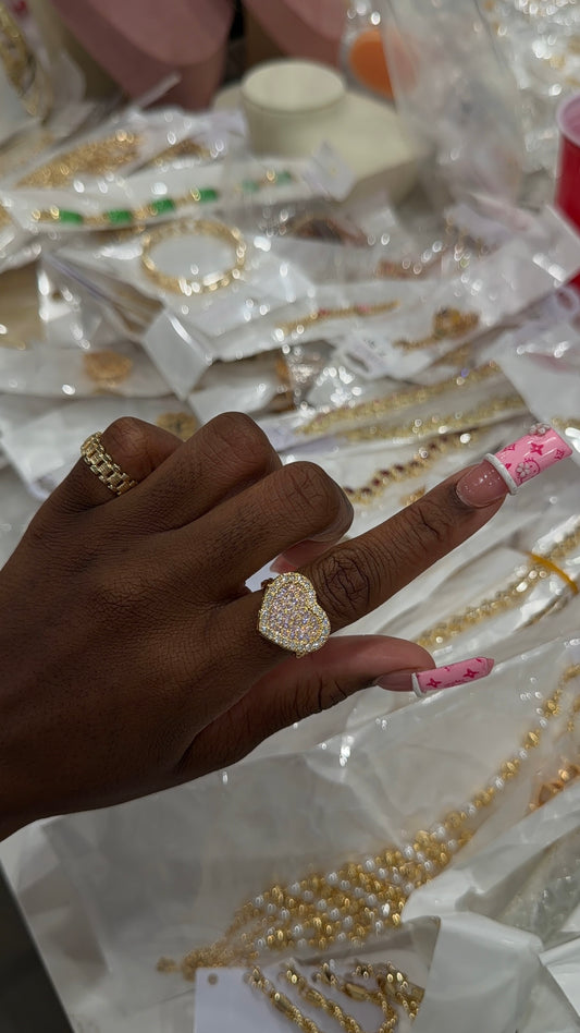 Pink Bling Heart Ring