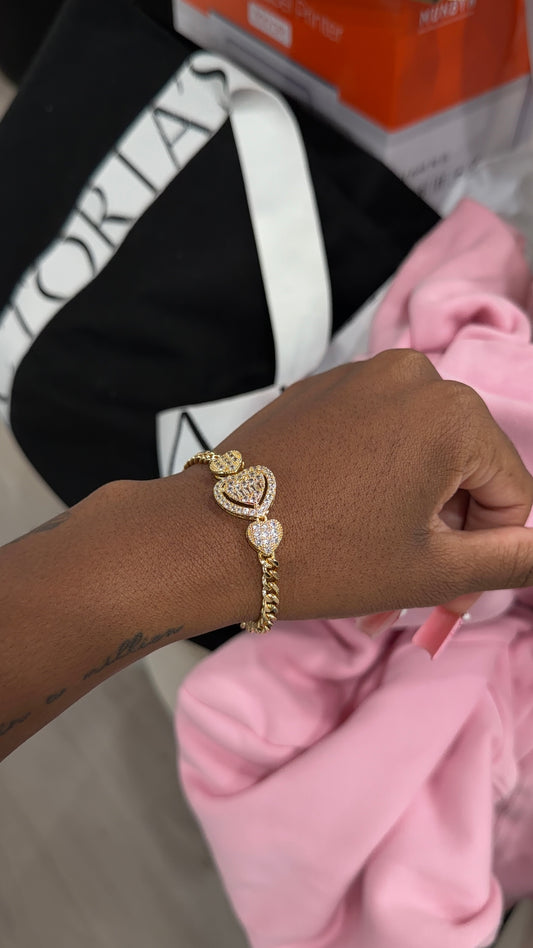 Triple bling heart bracelet