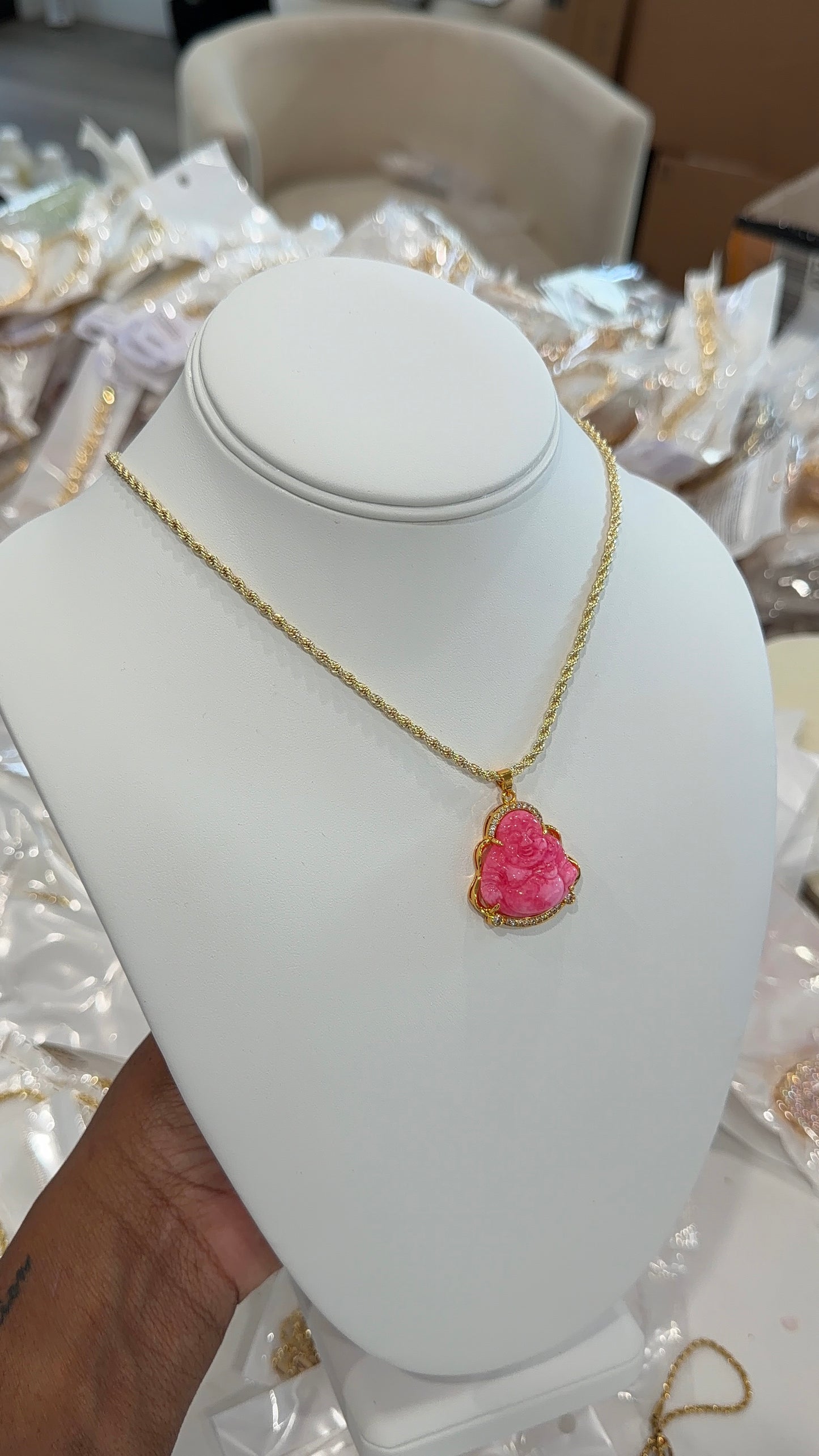 Pink Buddha Necklace