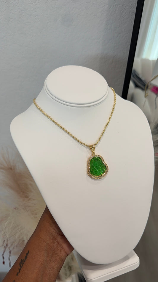 Green Buddha necklace
