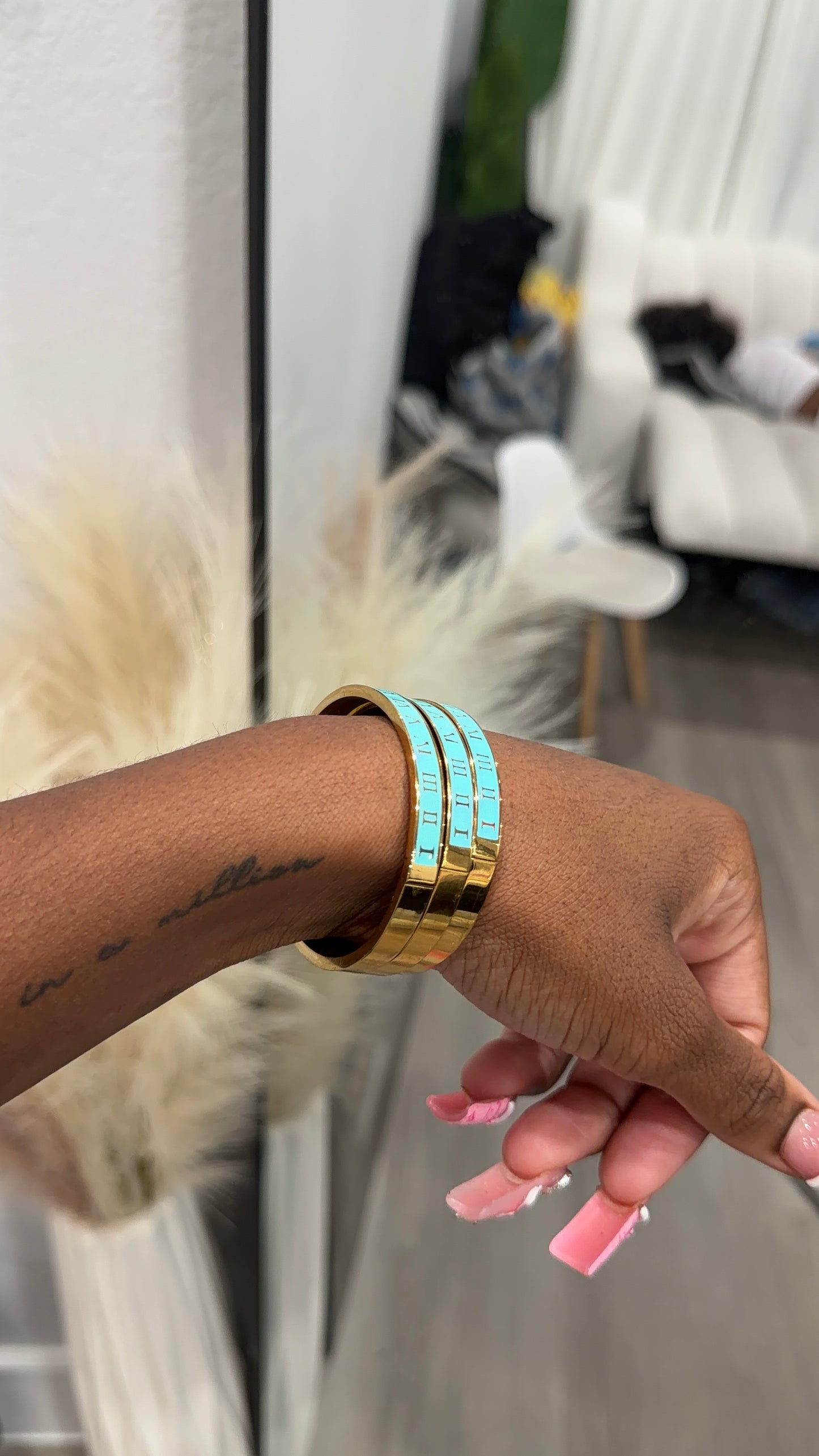 Baby Blue Roman Bangle
