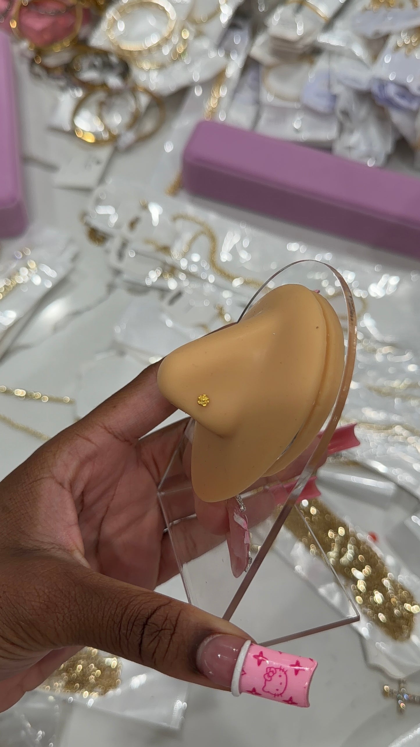 Gold flower nose ring