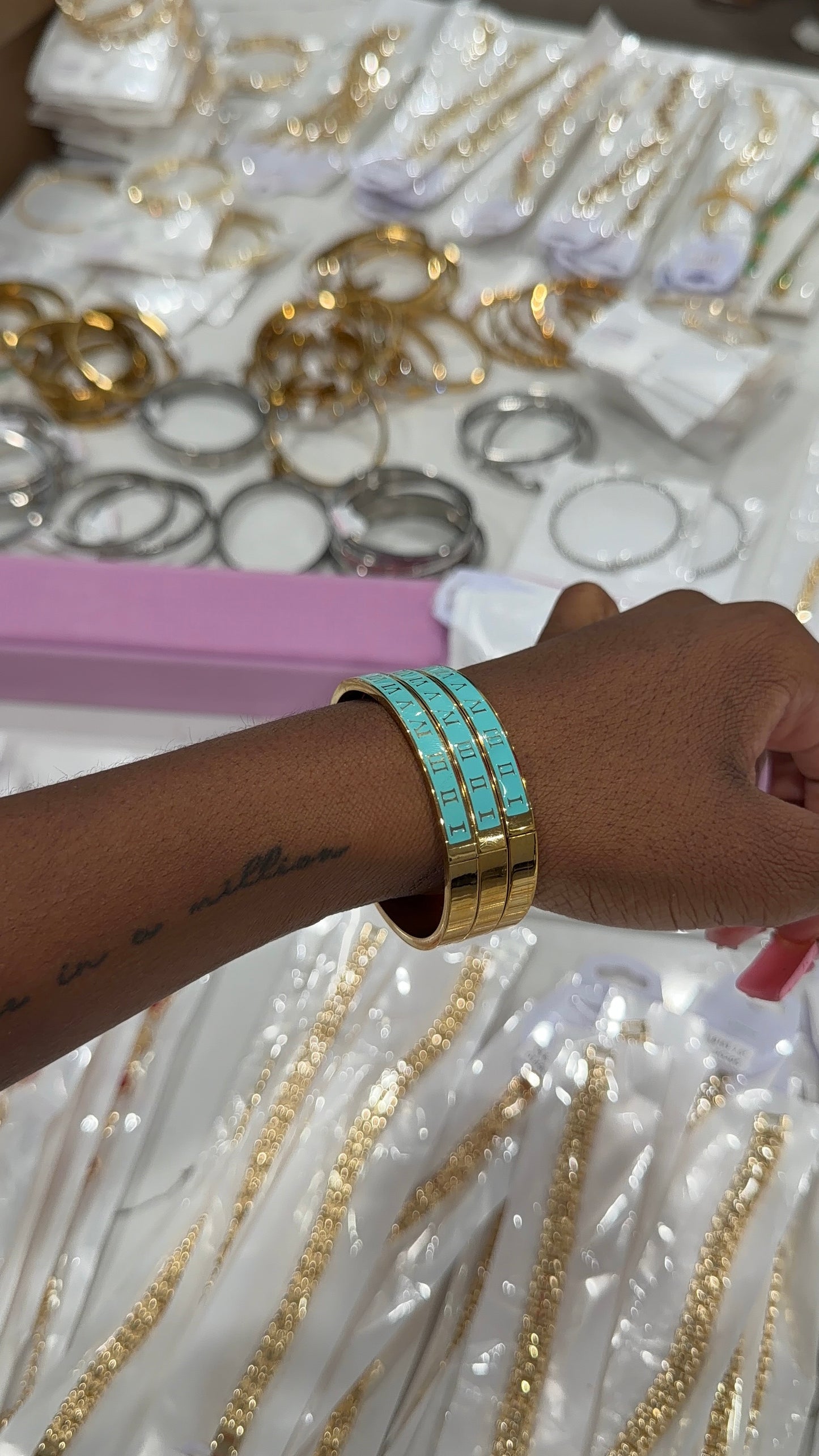 Baby Blue Roman Bangle